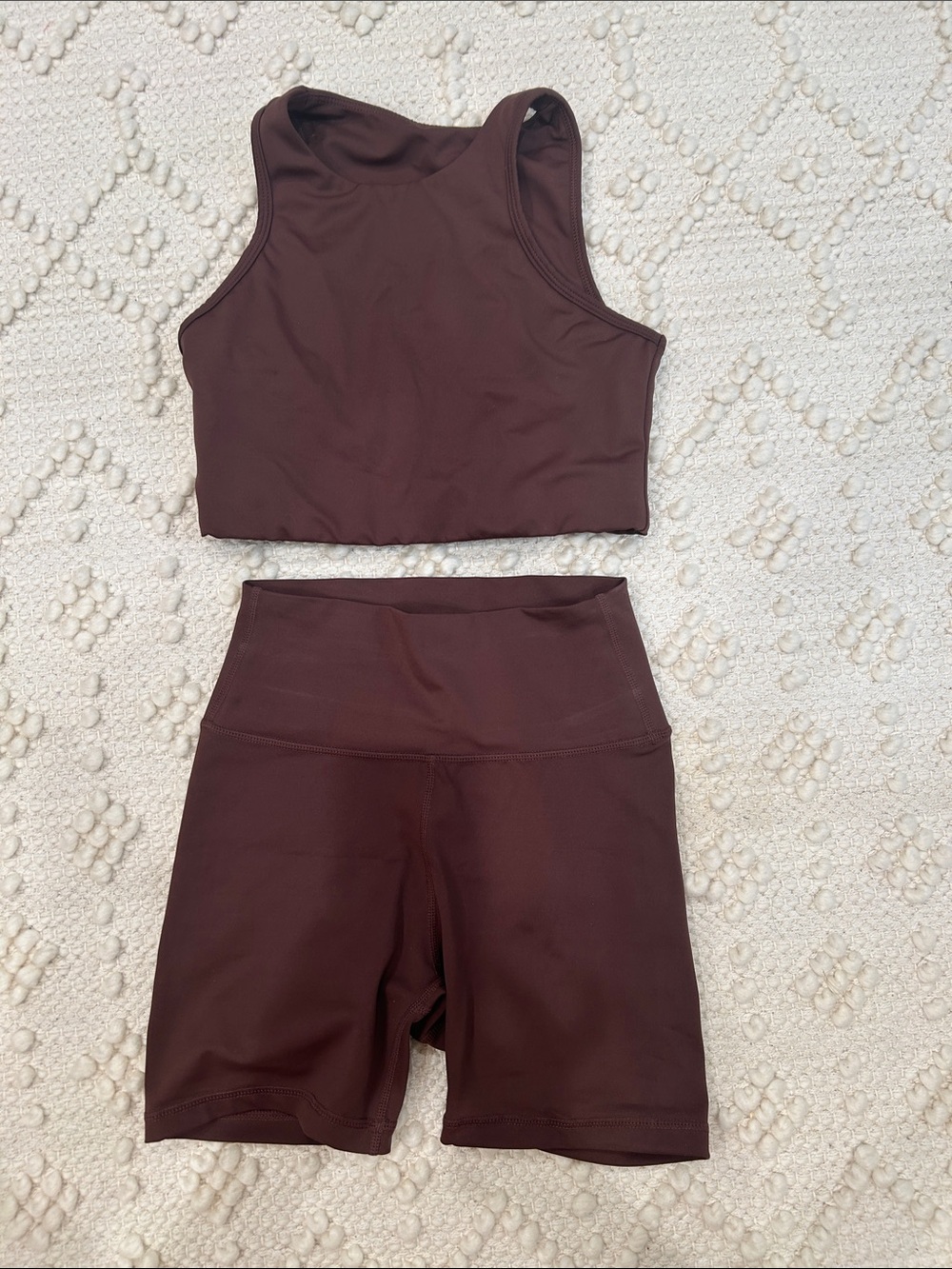 Women's Brown Cropped Tank Top - small  Matching bike shorts size xsmall.